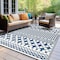 World Rug Gallery Contemporary Bohemian Geometric Reversible Recycled Plastic 5' X 7' Blue Outdoor Rug 6073BLUE5X7 - alternate 4